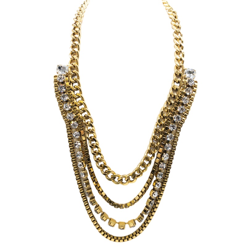 Four Strand Chain Crystal Necklace – FINAL SALE