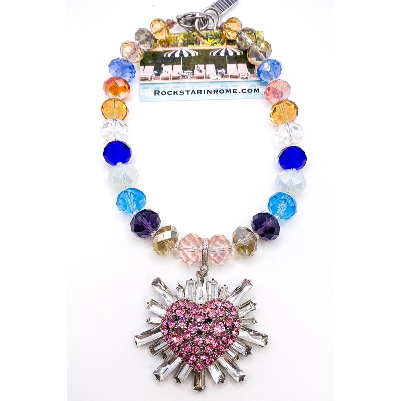 Vintage French Pink Heart Brooch Necklace | Rockstar In Rome