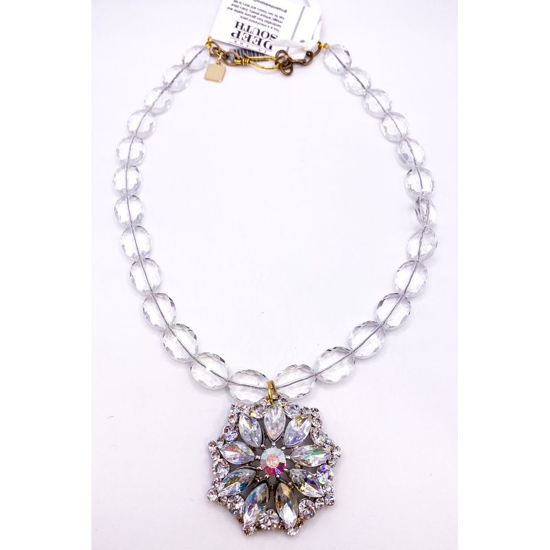 1950s Brooch Crystal Bead Necklace | Made In The Deep South