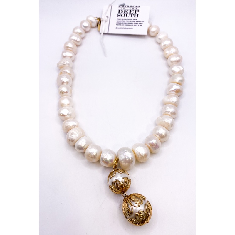1950s Pearl Pendant 1960s Baroque Pearl Necklace | Made In The Deep South