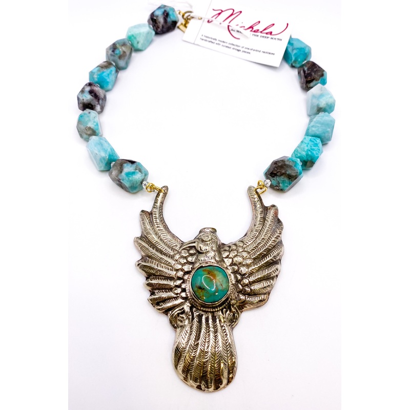 1970s Turquoise 1960s Natural Blue Amazonite Necklace | Made In The Deep South