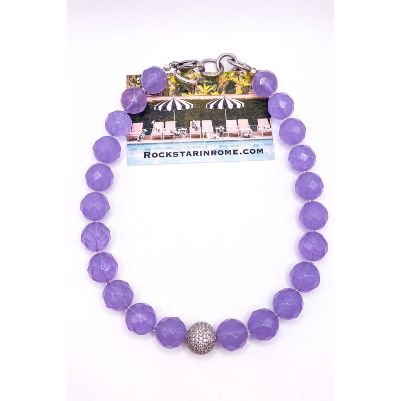 Lilac Chalcedony Pave Quartz Ball Choker | Rockstar In Rome