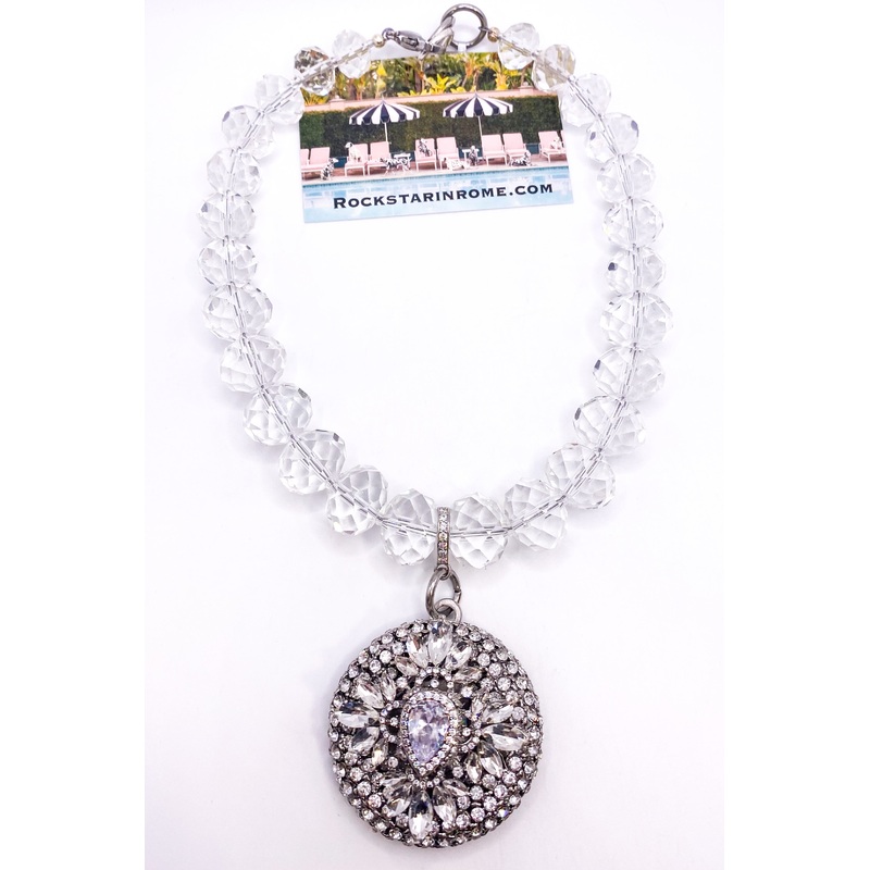 Quartz Crystal Brooch 40s Chandelier Crystal Necklace | Rockstar In Rome