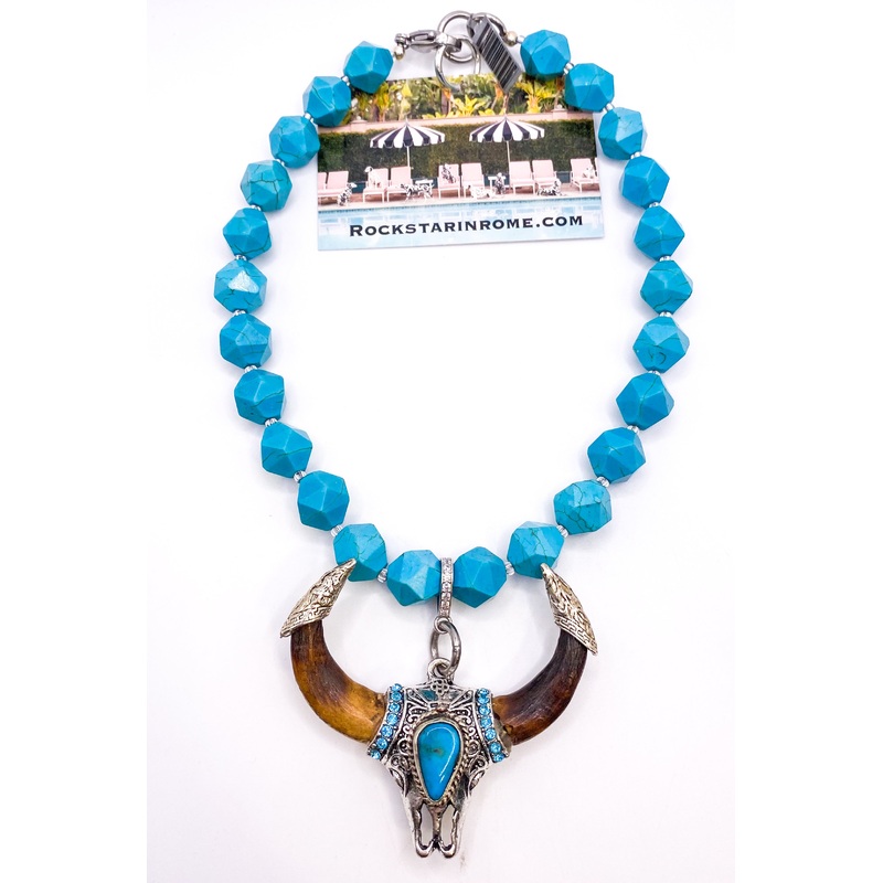 Vintage Bone & Turquoise Necklace | Rockstar In Rome