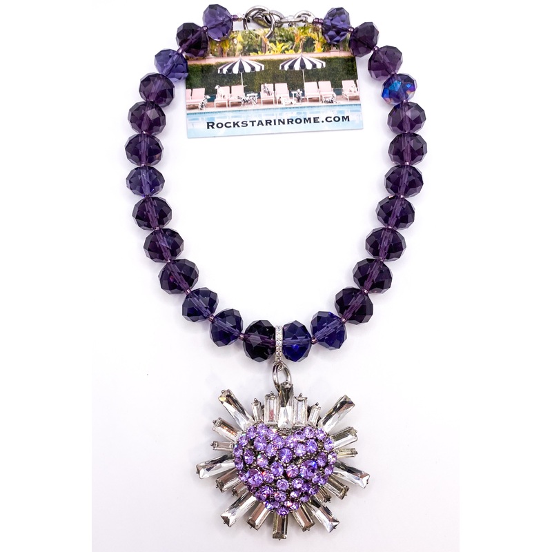 Vintage French Heart Quartz Brooch Necklace | Rockstar In Rome