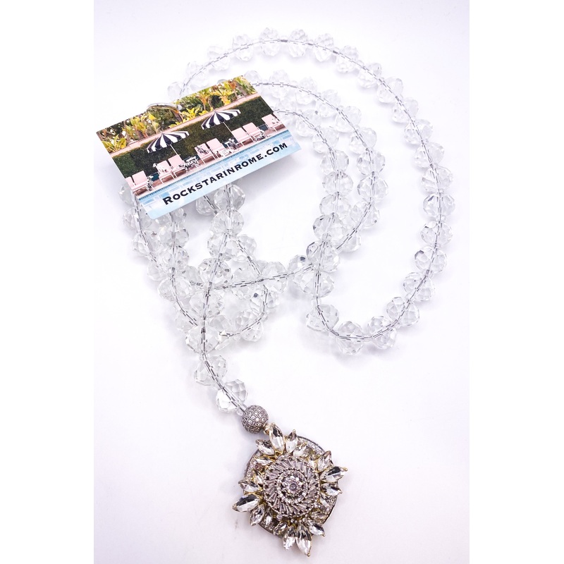 White Topaz Crystal Chandelier Crystal Necklace | Rockstar In Rome