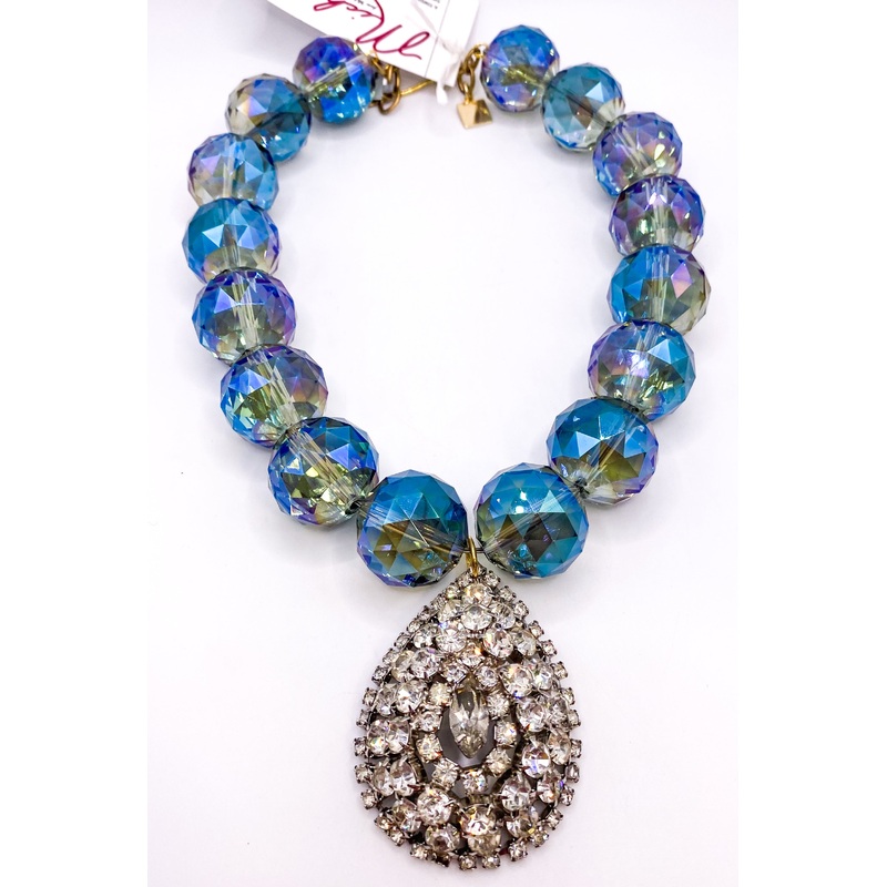 1950s Brooch 1960s Crystal Glass Bead Necklace | Made In The Deep South