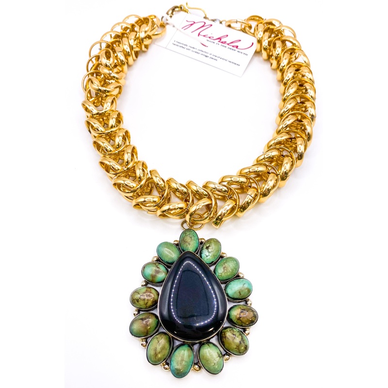 1960s Onyx & Turquoise 1970s Necklace | Made In The Deep South
