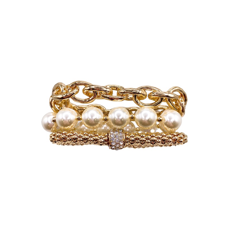 Lizzy Bracelet Set – Gold|Gold/Cream