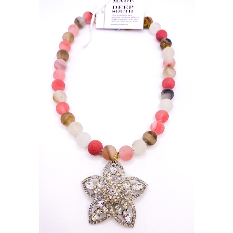 1950s Brooch 1960s Volcano Glass Bead Necklace | Made In The Deep South