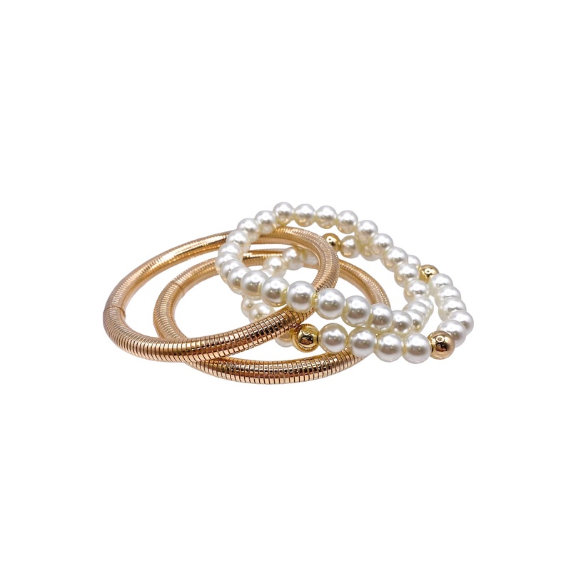 No Better Time Bracelet Set|Cream/Gold