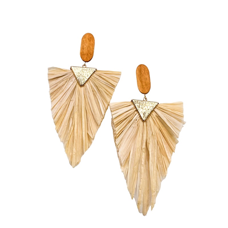 Biggest Fan Earring|Natural/Brown/GD