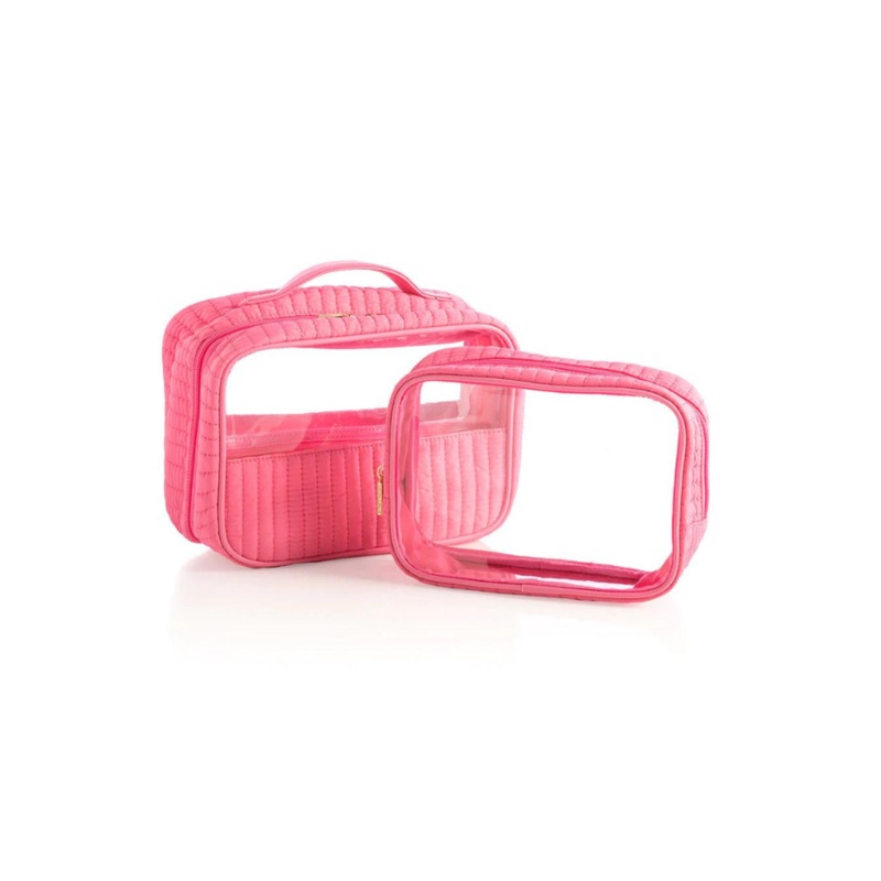 Ezra Set of 2 Clear Cosmetic Cases – Pink