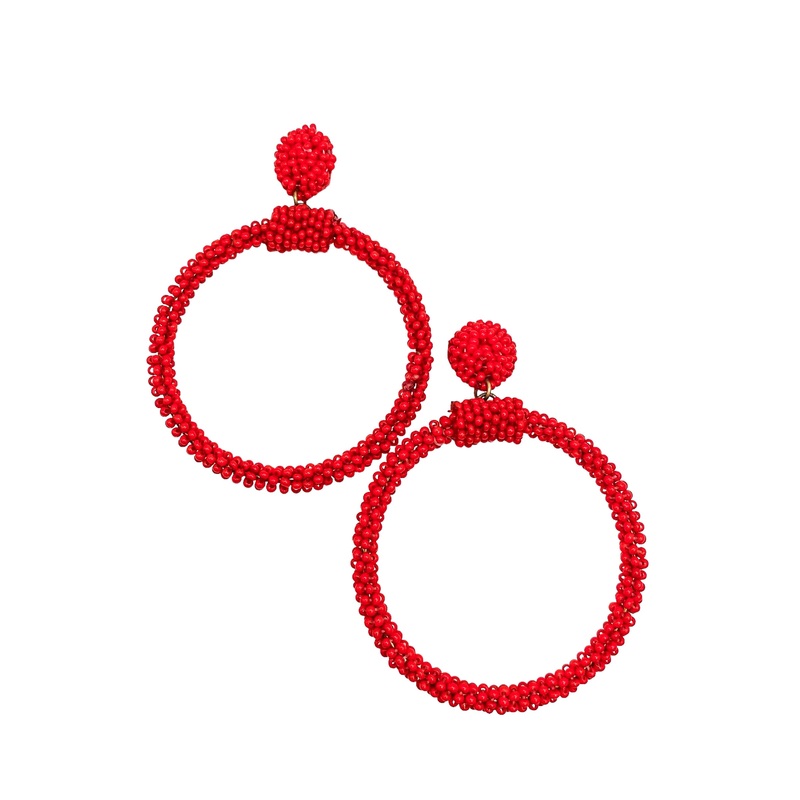 Full Of Hoop Earring – Red – FINAL SALE