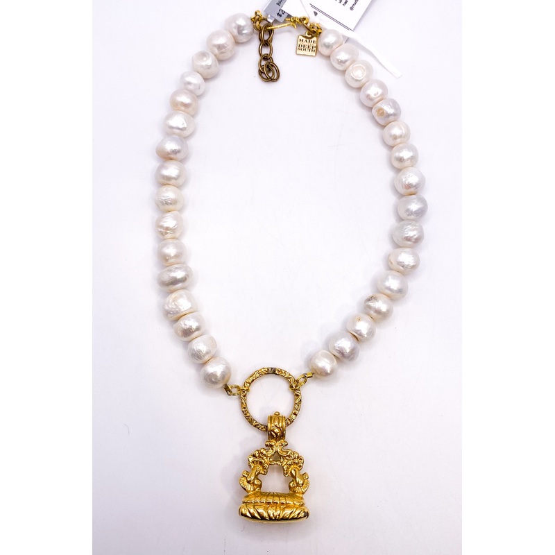 1960s Fob Baroque Cotton Ball Pearl Necklace | Made In The Deep South
