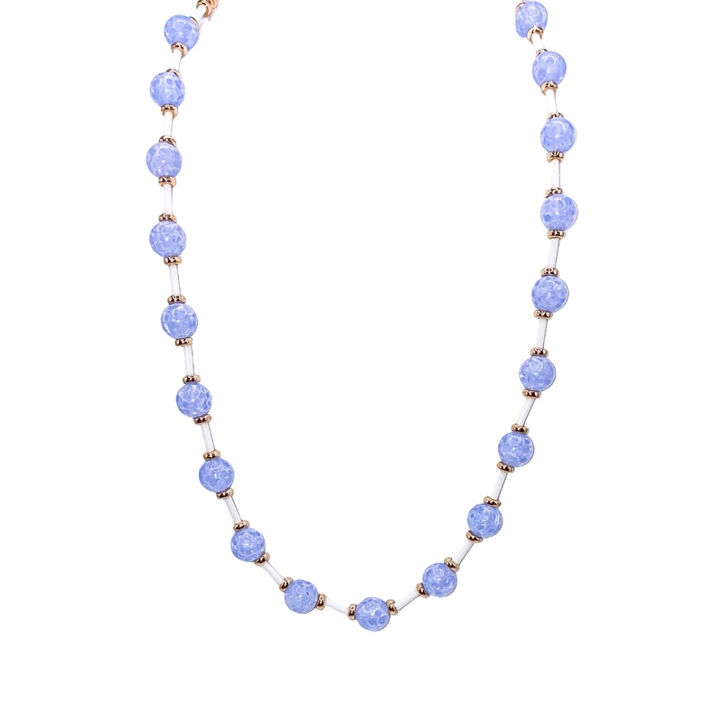 Doing Well Necklace  – Lt. Blue/Gold – FINAL SALE