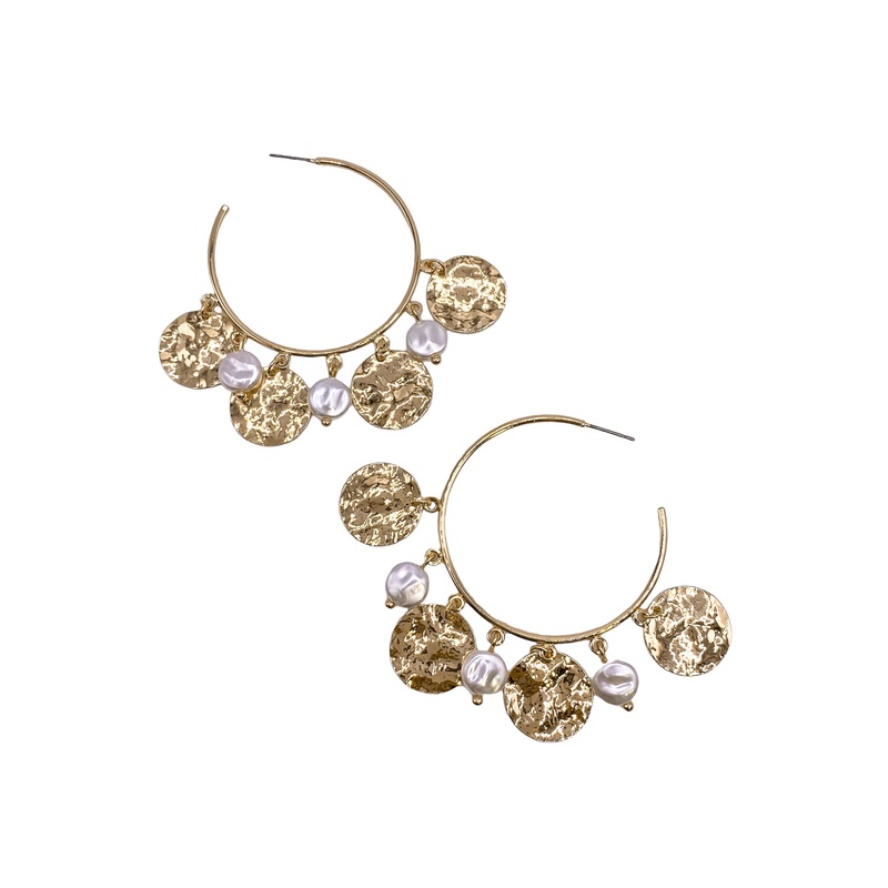 Eyes On You Hoop Earrings|Gold/Cream