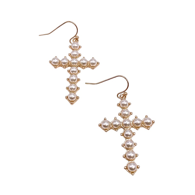 The Redeemer Pearl Cross Earrings – FINAL SALE
