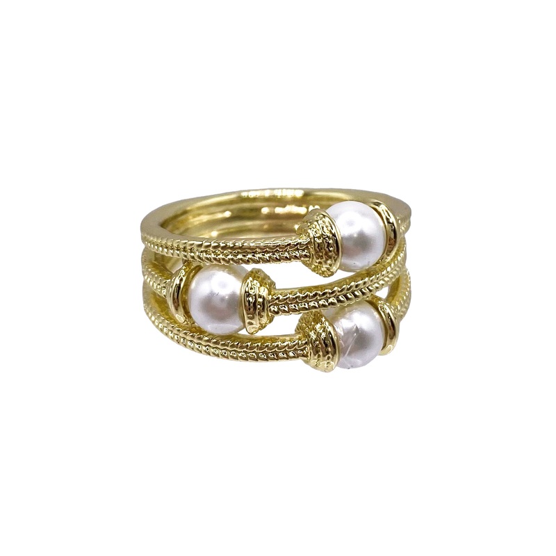 Crossover Ring – FINAL SALE|Gold/Cream|7|8|9
