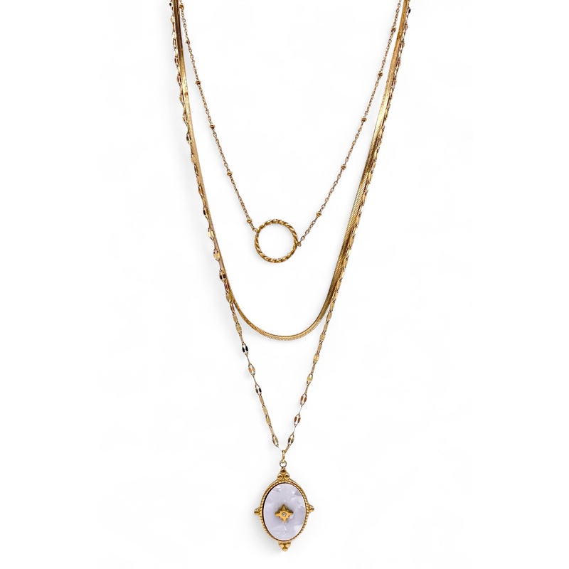 Full Beam Necklace|Cream/Gold
