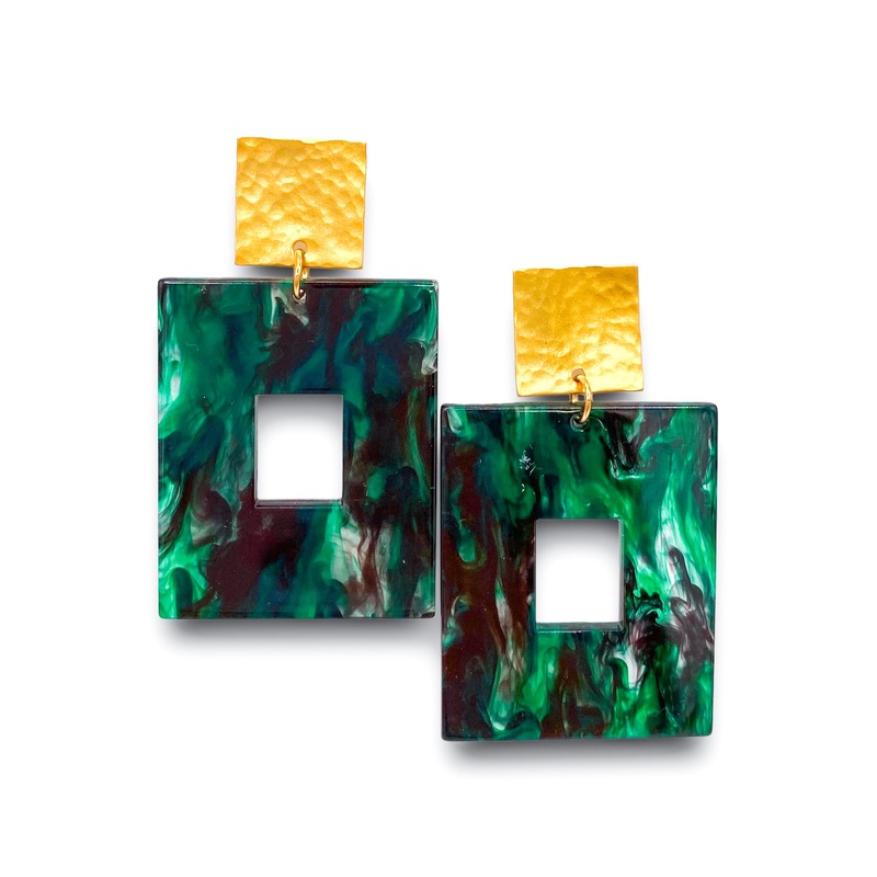 Time Flies Earring -Emerald Smoke