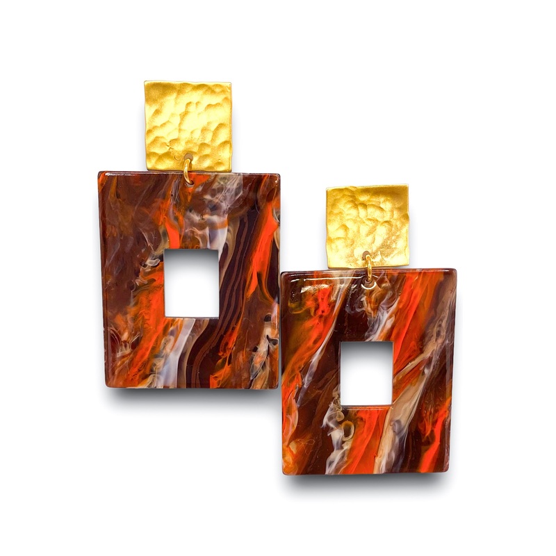 Time Flies Earring – Orange Smoke