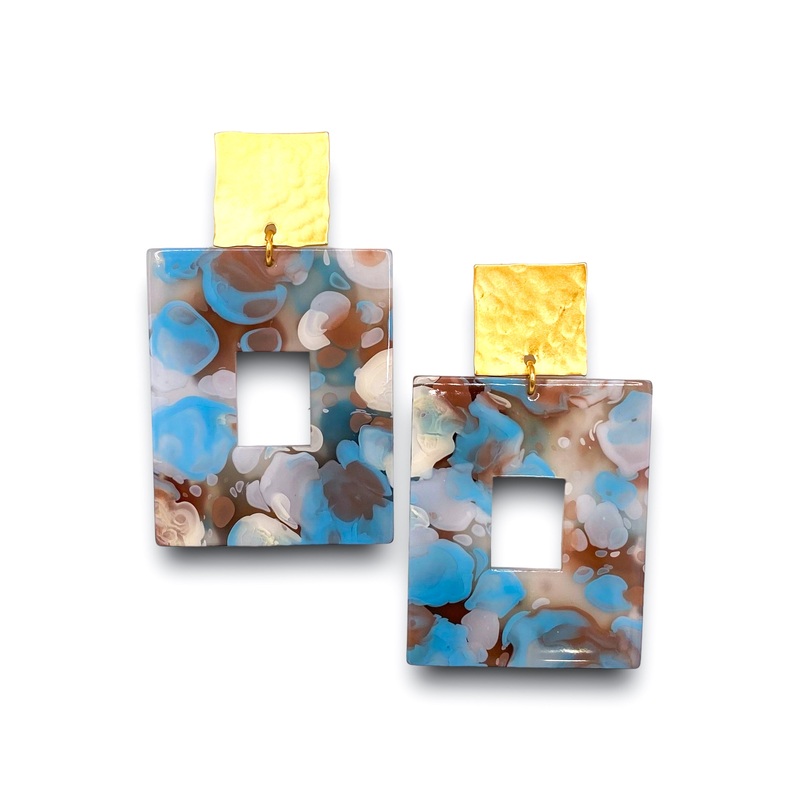 Time Flies Earring – Blue Watercolor