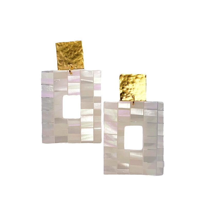 Time Flies Earring – White Tiles