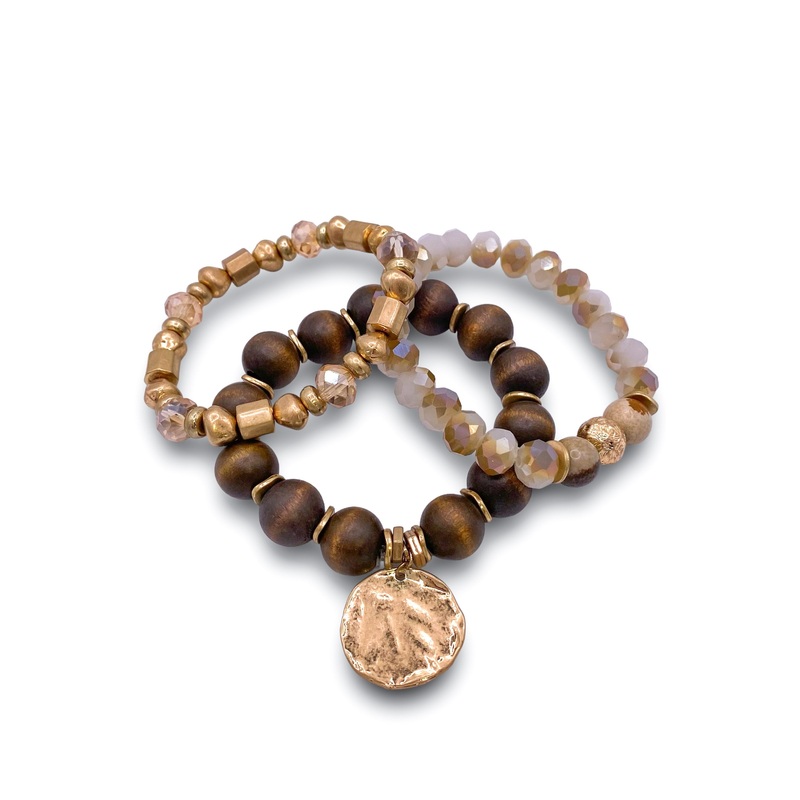 Give Me More Bracelet Set|Brown/WG