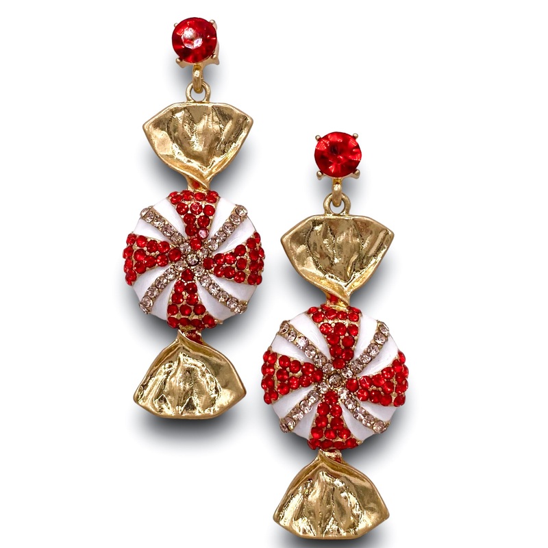 Peppermint Land Earrings|Red/White