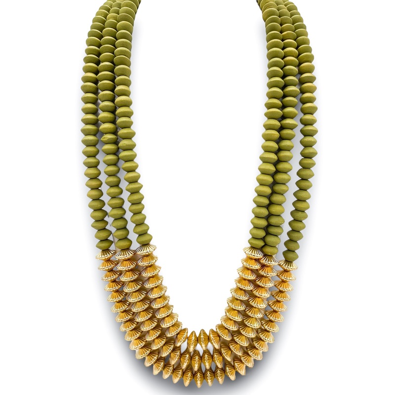 Evergreen Necklace|Olive/GD