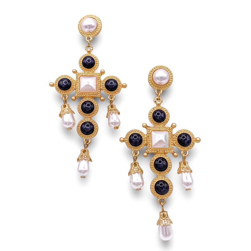 Fully Jeweled Earrings – Black