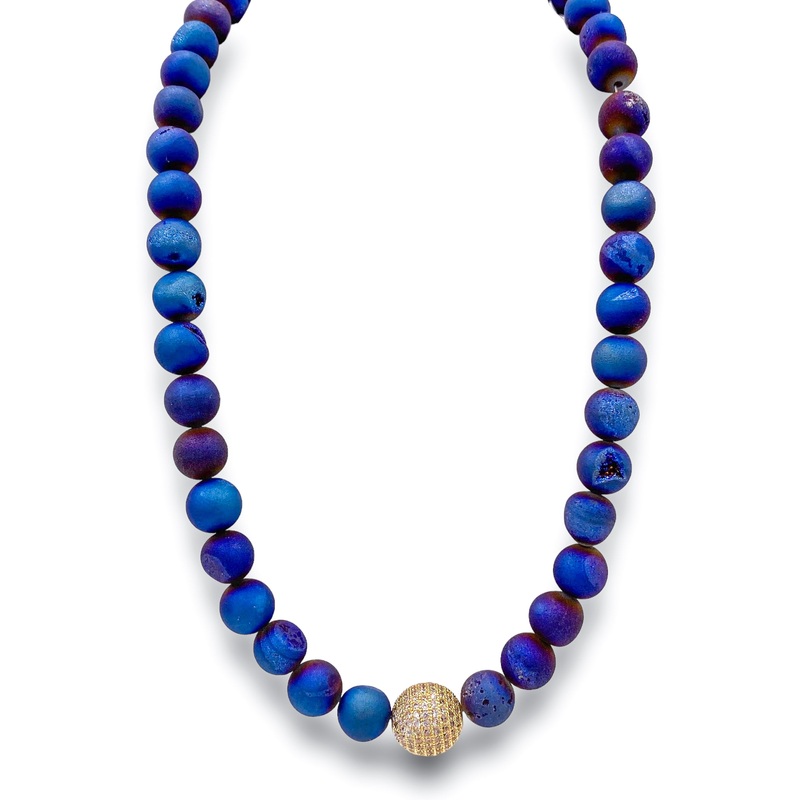 In Full Swing Necklace – Blue Drusy | Virtue – SALE