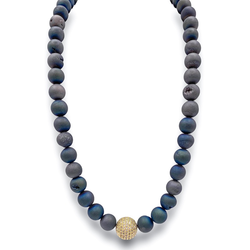 In Full Swing Necklace – Grey Druzy