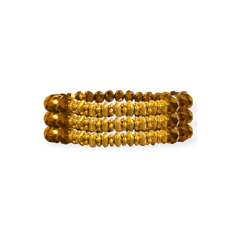 Little Things Bronze Faceted Beaded Bracelet Set