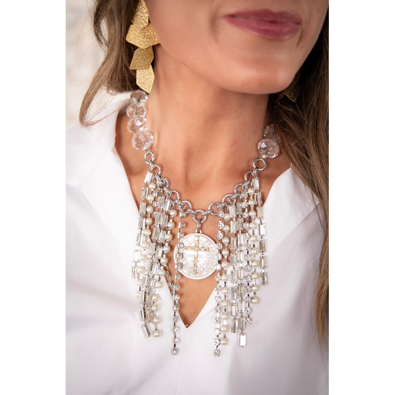 Vintage Quartz Cross Necklace | Rockstar In Rome