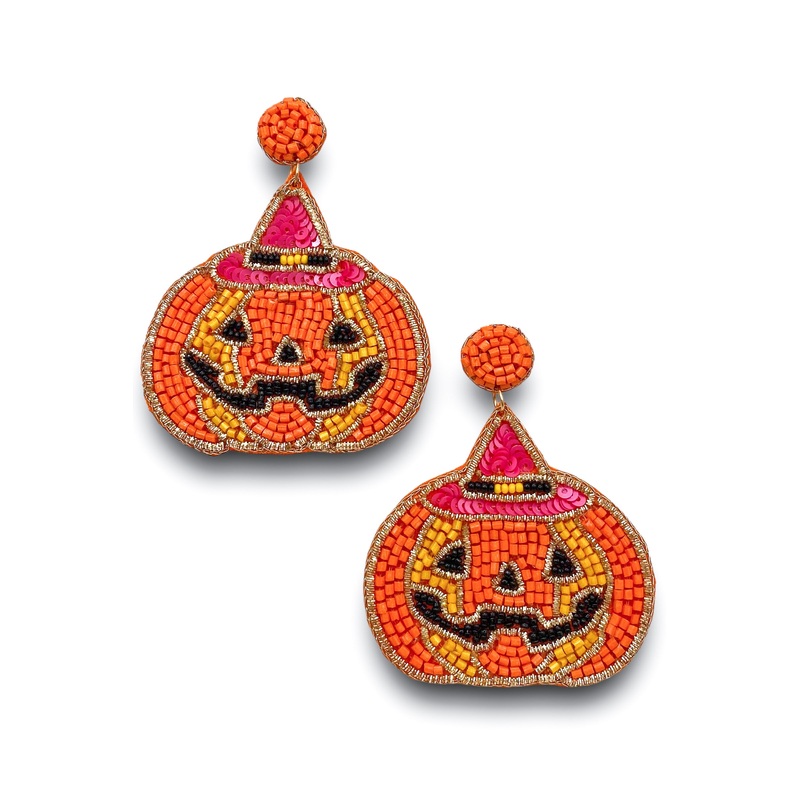Jack O Lantern Earrings|Orange