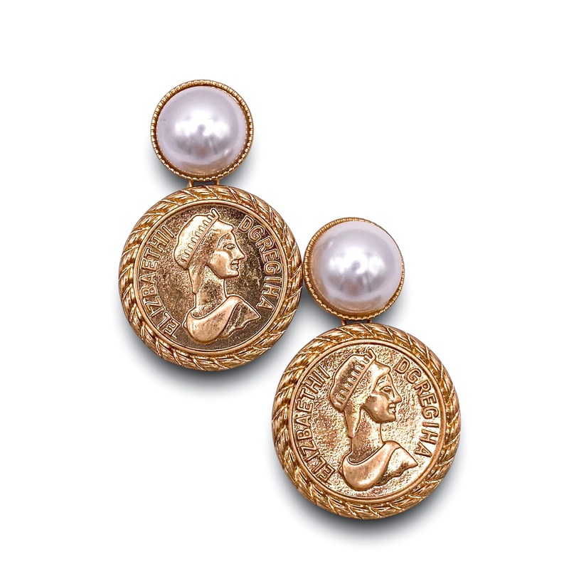 Make You Mine Earrings|Worn Gold/White