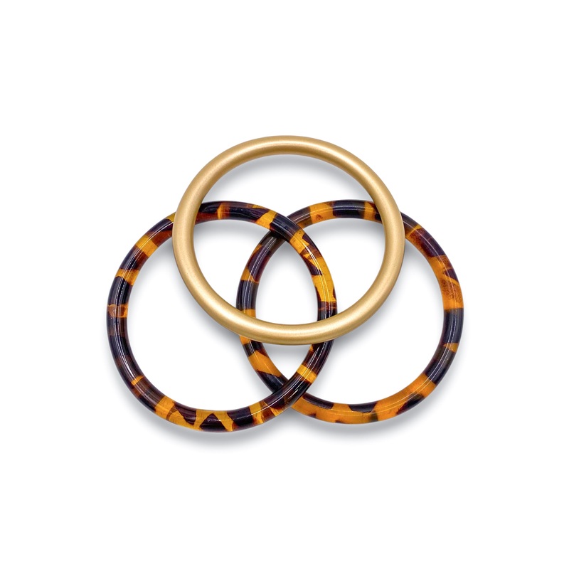Lucille Bracelet Set|Tortoise/Matte Gold