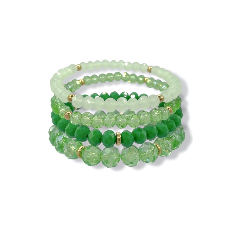 Being Honest Peridot Glass Beaded Bracelet Set