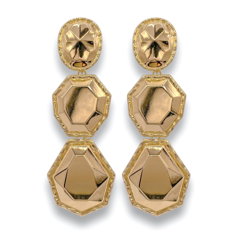 Made To Impress Gold Oval Geo Drop Earrings