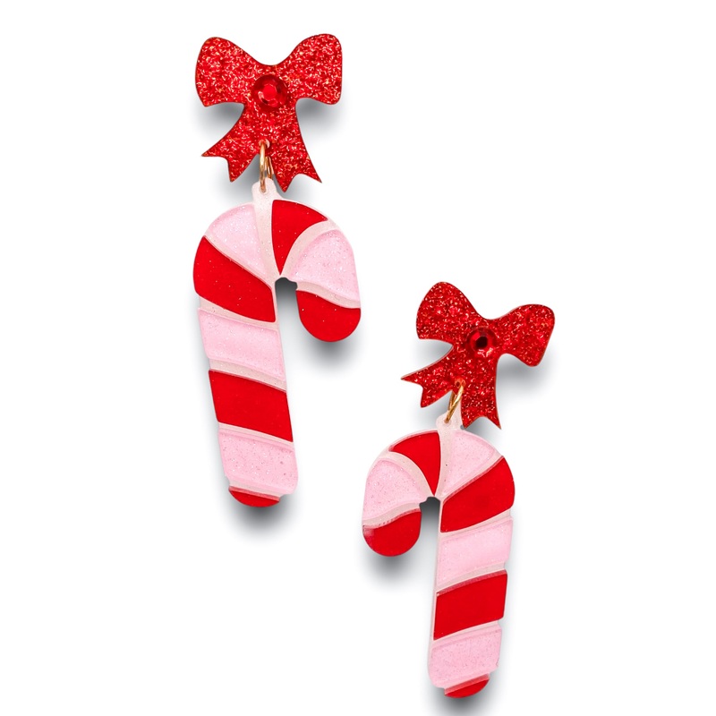 Candy Cane Lane Earring|Red/Pink