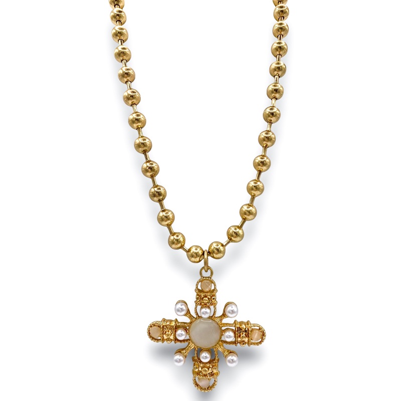 Cora White Cross Statement Necklace