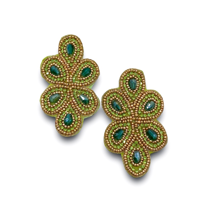 Linda Green Beaded Earrings|Green