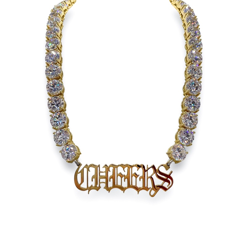 Gold Plated Cheers Rock Crystal Necklace | Rockstar In Rome