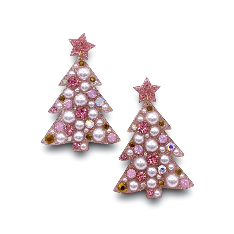 Pretty Pink Christmas Earring|Pink