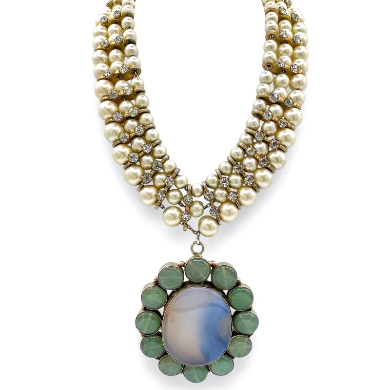 1960s Agate & Jade Pendant 1940s Necklace | Made In The Deep South