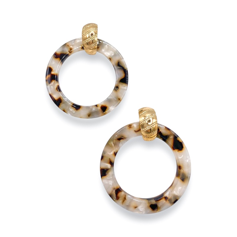 In The Moment Earring|White Tortoise/Gold
