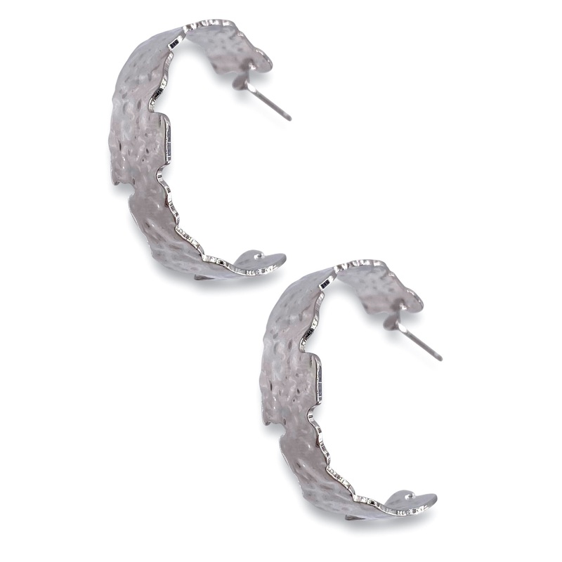 Turn Of Events Rhodium Hoop Earrings