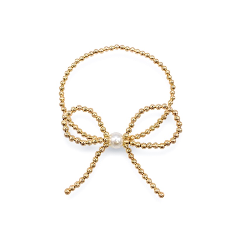 Beaded Blondes Gold Extended Bow Bracelet